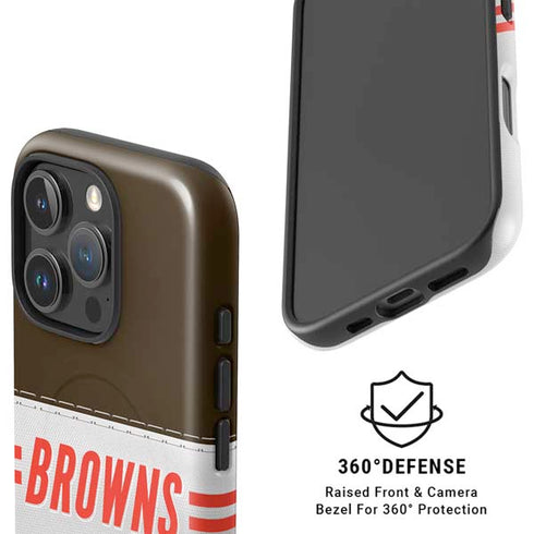 NFL Cleveland Browns White Striped iPhone 16 Pro Magsafe Impact Case